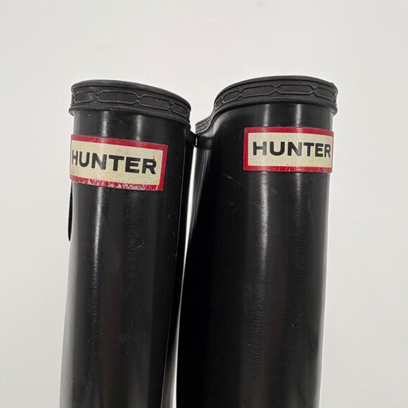 Hunter Tall Gloss Black Rain Boots, Size 7, Work Boots Equestrian Farm Chore - Picture 6 of 9